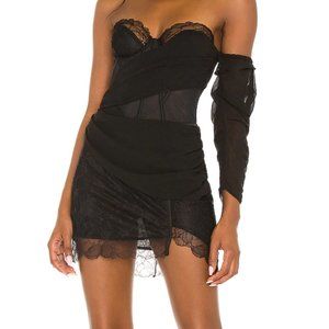 For Love and Lemons One Shoulder Lace Mini Dress